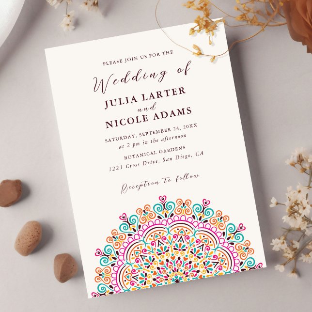 Convites Terreno Mexicano Retro Florido Mandala Casamento (Criador carregado)