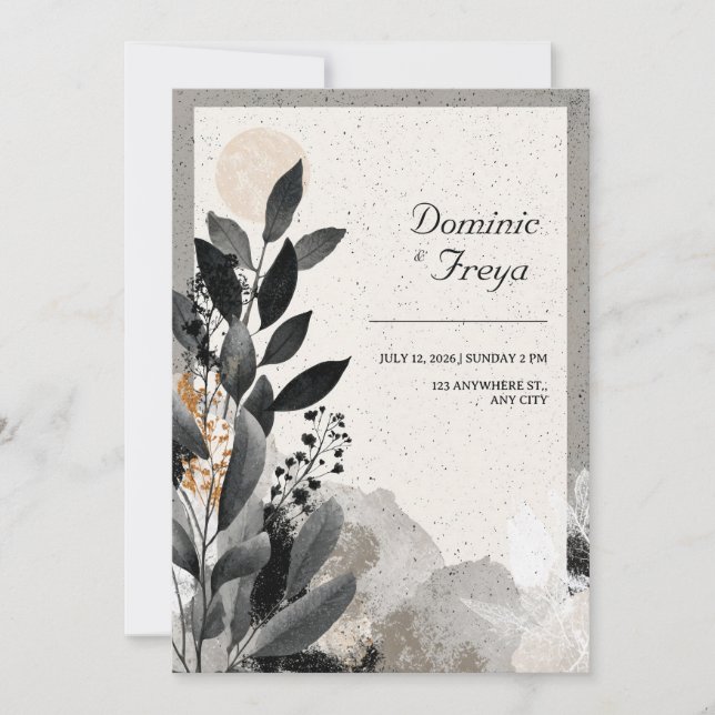 Convites Terthy Avant-Garde Foliage Wedding (Frente)