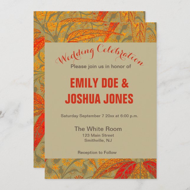 Convites Terthy Bamboo Art Vintage Impressão Orange (Frente/Verso)