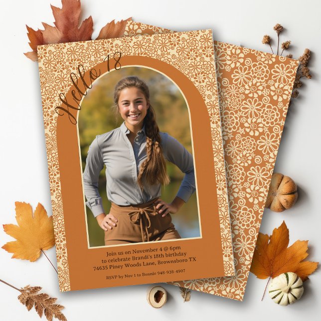 Convites Terthy Cream Tan Floral Boho País 18º Aniversário (Criador carregado)