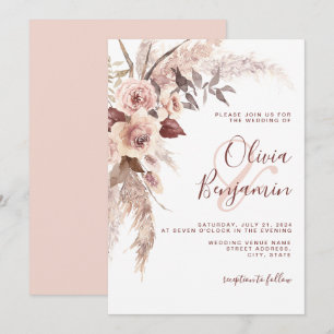 Convites Terthy Terracotta Floral Champagne Boho Casamento