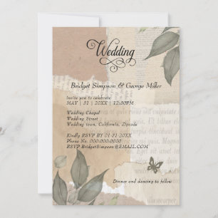 Convites Terthy Vintage Boho Greenery eucalyptus Wedding