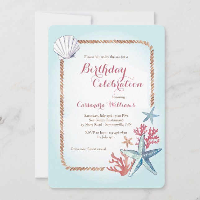 Convites Tesouros do Sea Invitation (Frente)