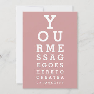 Convites Teste de Visão Olhos Rosa Poeira Mensagem Personal