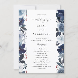 Convites Teste do Programa Floral de Casamento Azul e Marin