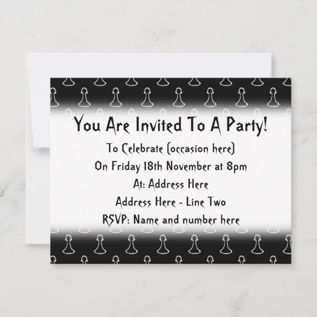 Convites Teste padrão da xadrez em preto e branco. (Frente)