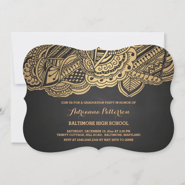 Convites Teste padrão Dourado da mandala do quadro do (Frente)