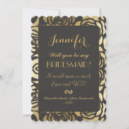 Convites Teste padrão floral Dourado do falso elegante