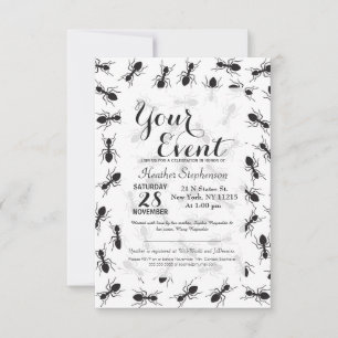 Convites Teste padrão preto engraçado das formigas