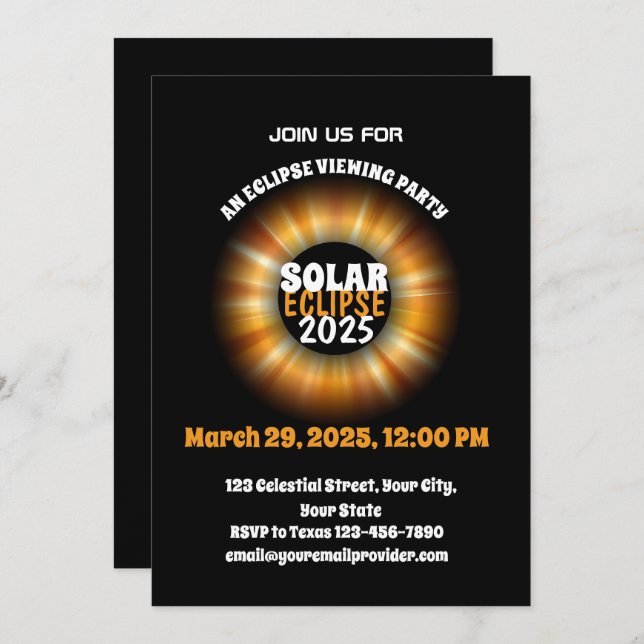 Convites Testemunhando o Eclipse Solar Parcial 29/3/2025 (Frente/Verso)