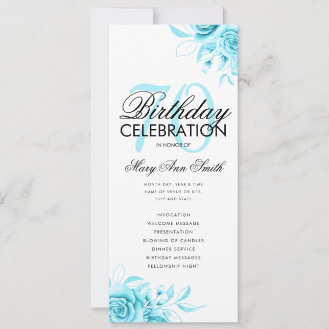 Convites Teto do Programa de Aniversário do Floral 70 com M (Frente)