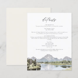 Convites TETON NATIONAL PARK Mountain Wedding Details Card