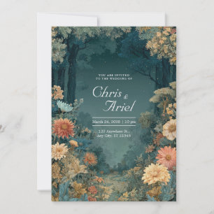 Convites Téu Boêmio Floral Floresta Escura Sombrio Bosque