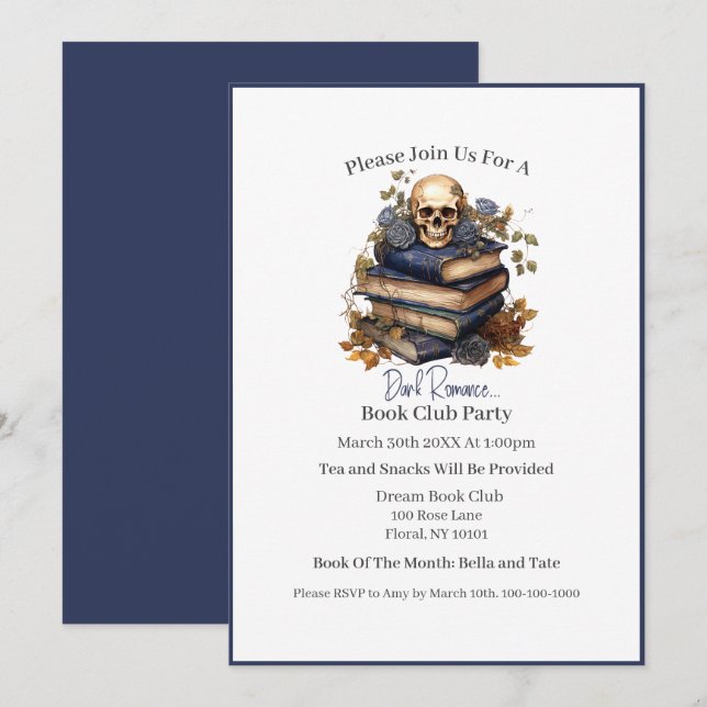 Convites Teve-me no Dark Romance, Clube do Livro (Frente/Verso)