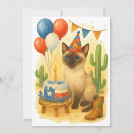 Convites Texas Birthday Themed for Cat Lovers