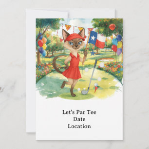 Convites Texas Birthday Themed for GOLFER Cat Lovers