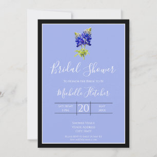 Convites Texas Bluebonnets em Slate Blue, Primavera, Bridal
