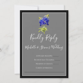 Convites Texas Bluebonnets na Cinza Escura, Primavera RSVP