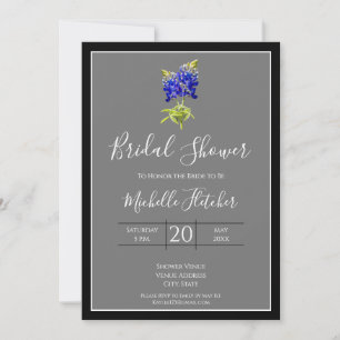 Convites Texas Bluebonnets on Dark Cinza, Primavera, Bridal