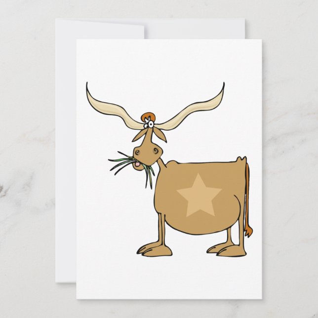 Convites Texas Longhorn Cow (Frente)