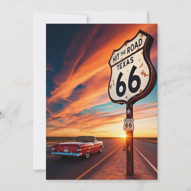 Convites Texas Route 66 Para Coletores PostcarD (Frente)