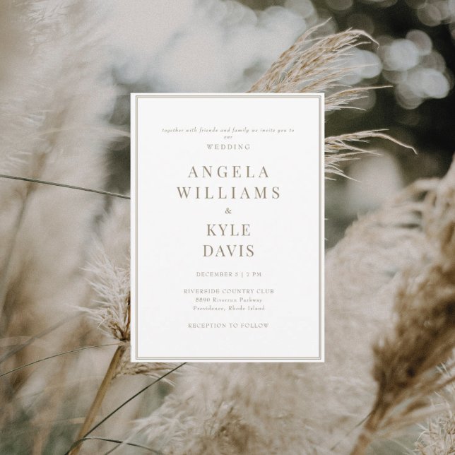 Convites Texto Branco e Dourado Moderno Sem Casamento de Pa (Criador carregado)