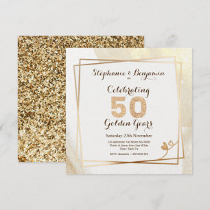 Convites Texto de Aniversário de Casamento de 50 anos Glitt