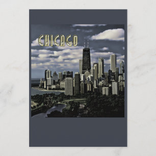 Convites TEXTO de brilho Chicago da skyline de Chicago