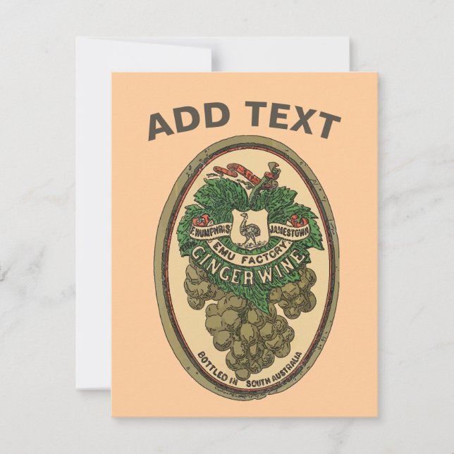 Convites Texto de Edição do Rótulo do Vinho de Gengibre Ant (Frente)