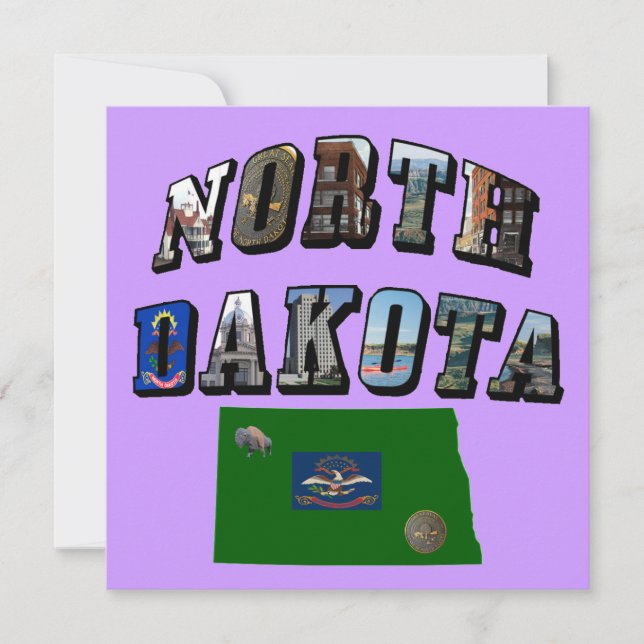 Convites Texto de Imagem de Dakota do Norte (Frente)