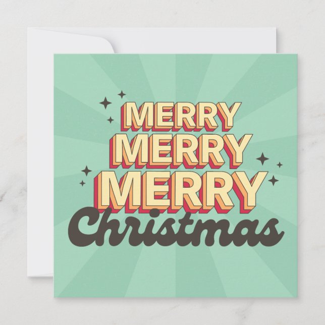 Convites Texto de natal de design de cartoon retrô (Frente)