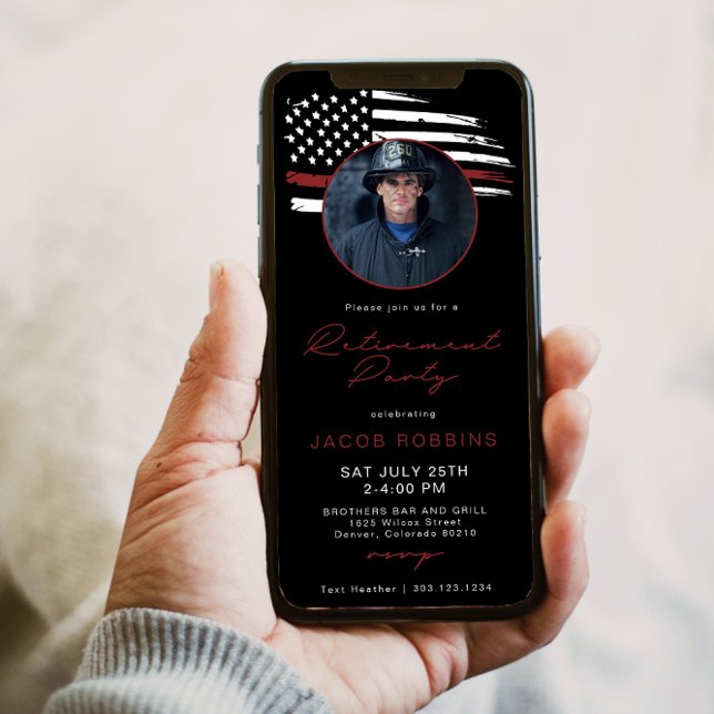 Convites Texto de Parte de Aposentação do Fireman com Sinal (Criador carregado)