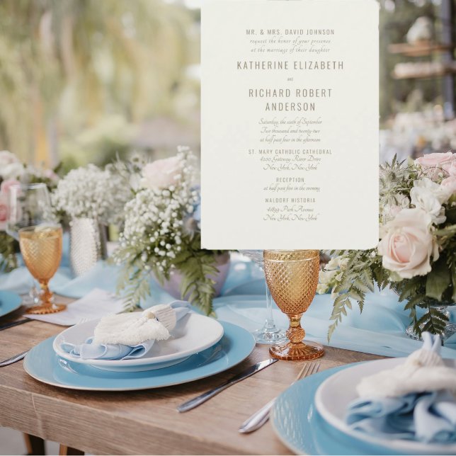 Convites Texto Dourado de Creme Formal Dois Pais Noivas de  (Criador carregado)