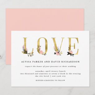 Convites Texto Dourado Elegante  Casamento de amor