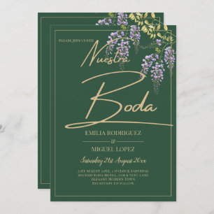 Convites Texto Dourado WISTERIA em espanhol All-in1 BODA Ve