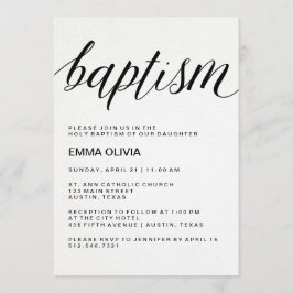 Convites Texto elegante moderno do baptismo no papel da