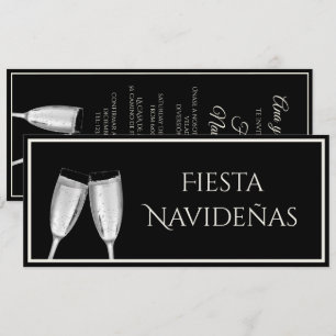 Convites Texto em espanhol Taças de Champanhe de Prata Nata