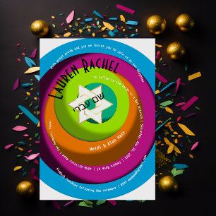 Convites Texto espiralado Círculos Brancos Estrela Branca d