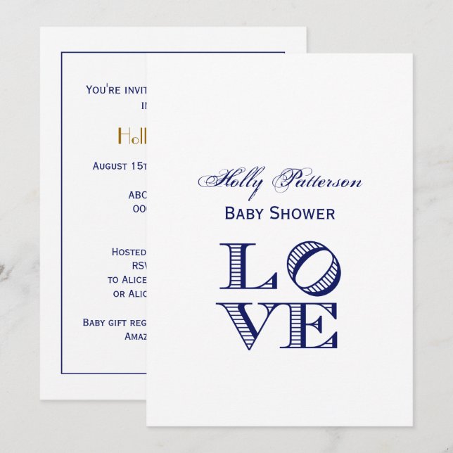 Convites Texto Gráfico do LOVE - Azul (Frente/Verso)