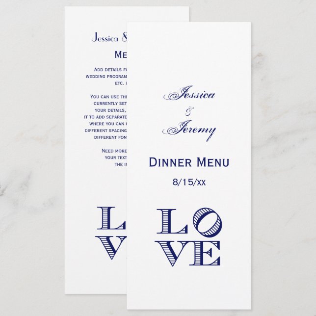 Convites Texto Gráfico do LOVE - Azul (Frente/Verso)