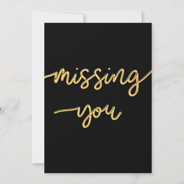 Convites Texto manuscrito Dourado 'Missing You' (Frente)