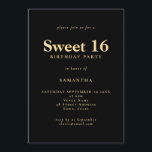Convites Texto Minimalista Dourado Verde 16 Festa de aniver<br><div class="desc">Texto Minimalista Dourado Negro,  Festa de aniversário 16. 100% personalizável. Personalize facilmente o texto e altere as cores da fonte e do plano de fundo,  se desejar,  por meio da opção editar mais.</div>