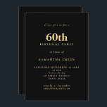 Convites Texto minimalista Preto Dourado 60ª Festa de anive<br><div class="desc">Texto minimalista Dourado 60ª Festa de aniversário. Totalmente personalizável. Personalize facilmente o texto e altere as cores da fonte e do plano de fundo,  se desejar,  por meio da opção editar mais.</div>