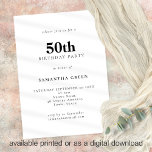 Convites Texto minimalista qualquer Festa de aniversário 50<br><div class="desc">Texto Minimalista Qualquer Festa de aniversário 50ª Cor. Totalmente personalizável. Personalize facilmente o texto e altere as cores da fonte e do plano de fundo,  se desejar,  por meio da opção editar mais.</div>