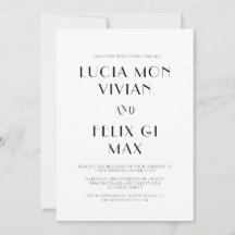 Texto Negrito Casamento Moderno Chic Branco e Pret