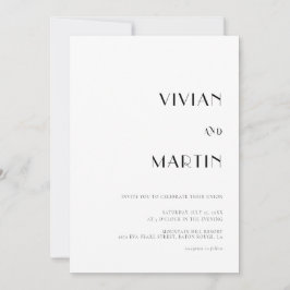 Convites Texto Negrito QR Tudo-em-um Casamento Preto e Bran