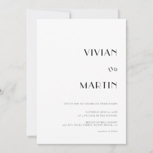 Convites Texto Negrito QR Tudo-em-um Casamento Preto e Bran