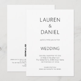 Convites Texto Simples Apenas Código QR Casamento Preto e B