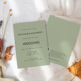 Convites Texto Simples Apenas Código QR Sage Casamento Verd