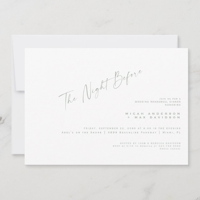 Convites Texto Simples Da Sage Na Noite Antes Do Janto De E (Frente)